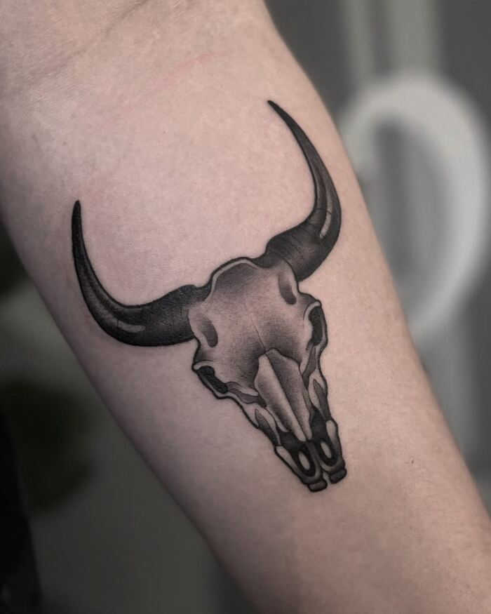 Western Bull Skull Tattoo