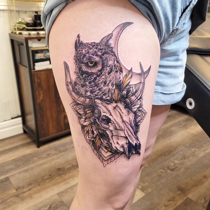 Longhorn Bull Skull Tattoo 