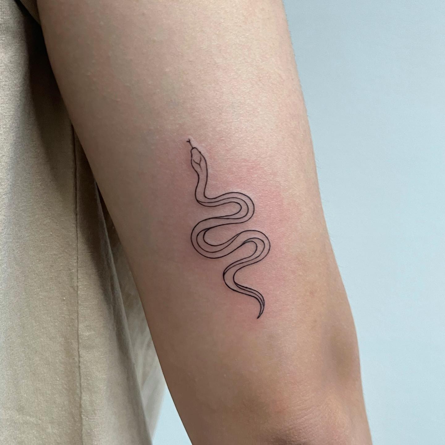 Nahaufnahme des einfachen Schlangenarm-Tattoos