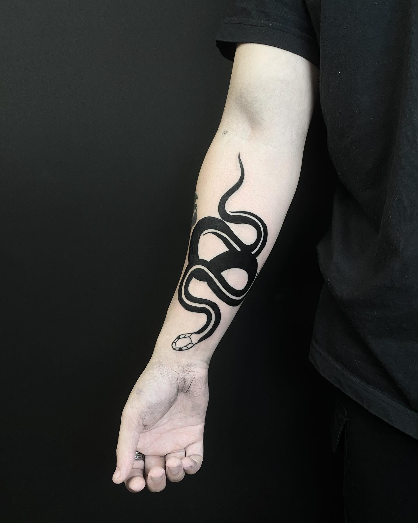 Nahaufnahme des Simple Snake Blackwork Tattoo