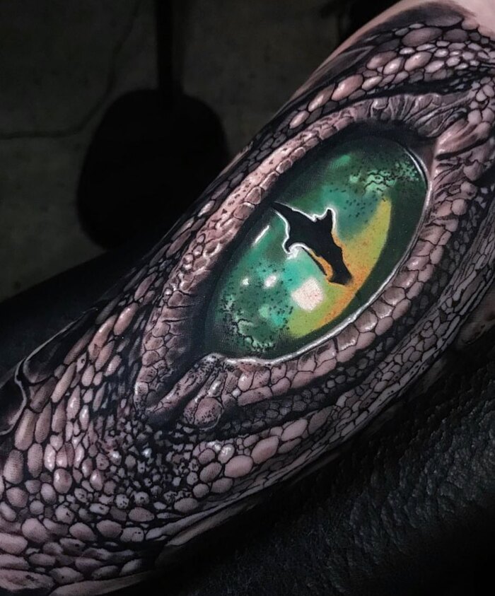 Close-up Image of the Snake Eyes Realistic Tattoo