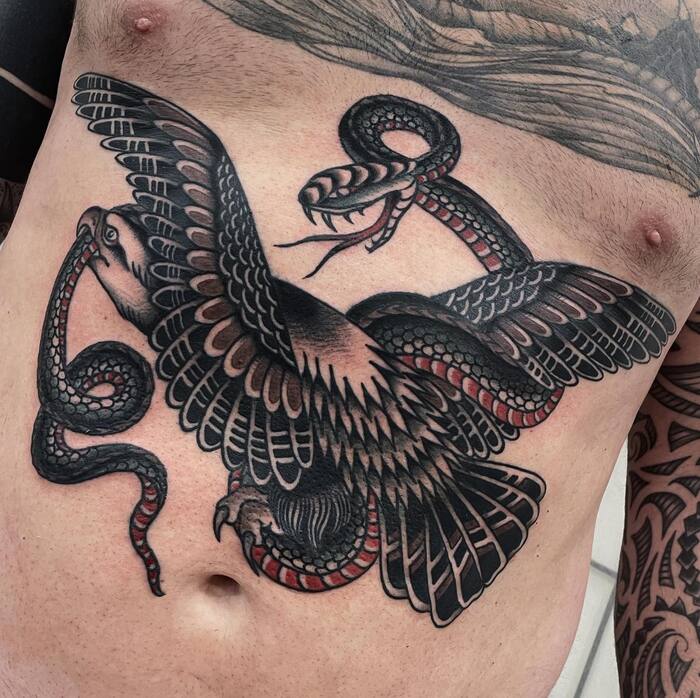 Close-up Image of the Eagle And Snake Tattoo
