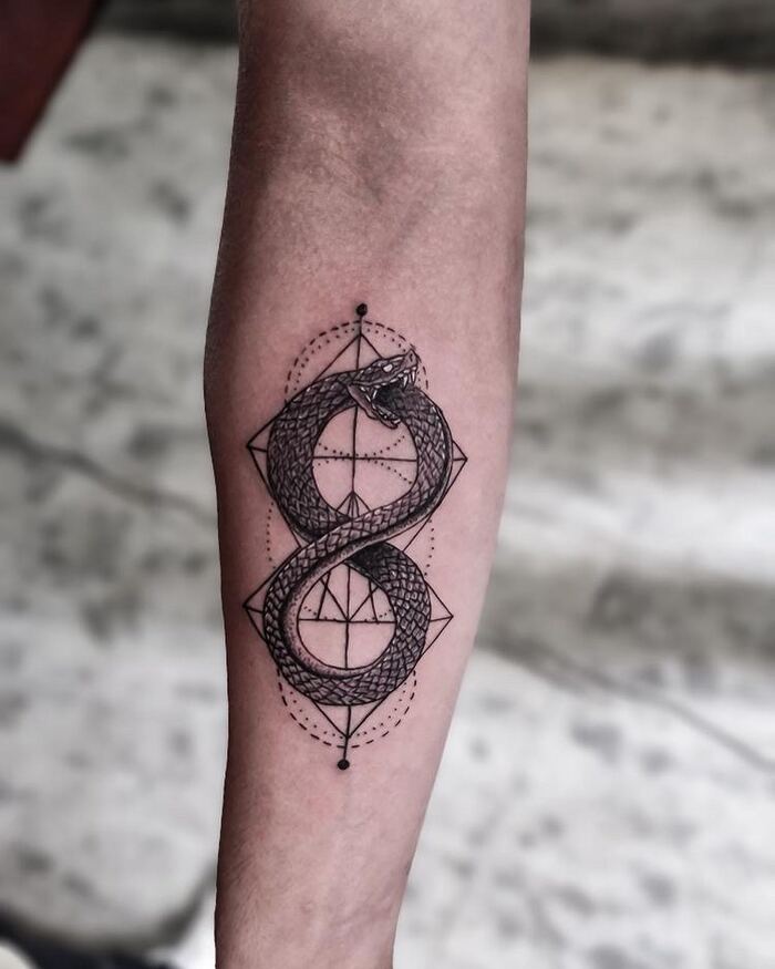 Close-up Image of the Infinity Snake Tattoo