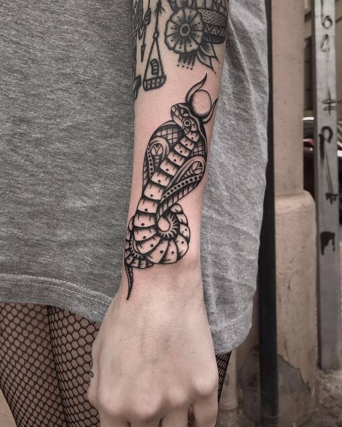Close-up Image of the Egyptian Snake Tattoo