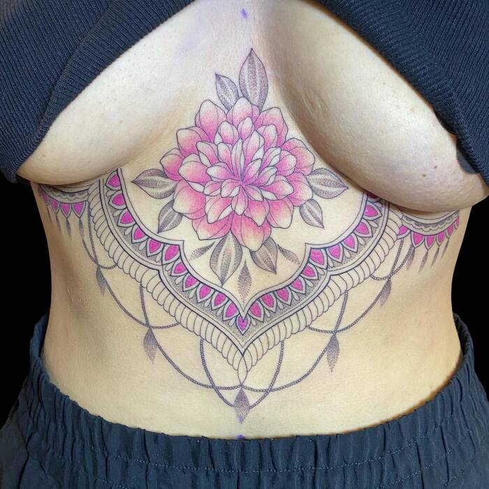 Colour Sternum Lace Tattoo 