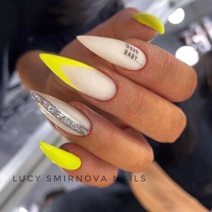 Neon Yellow Stiletto Nails