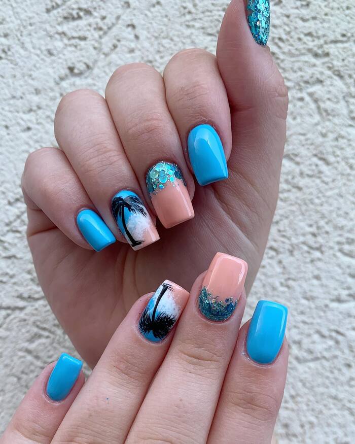 Blue Beach Nails