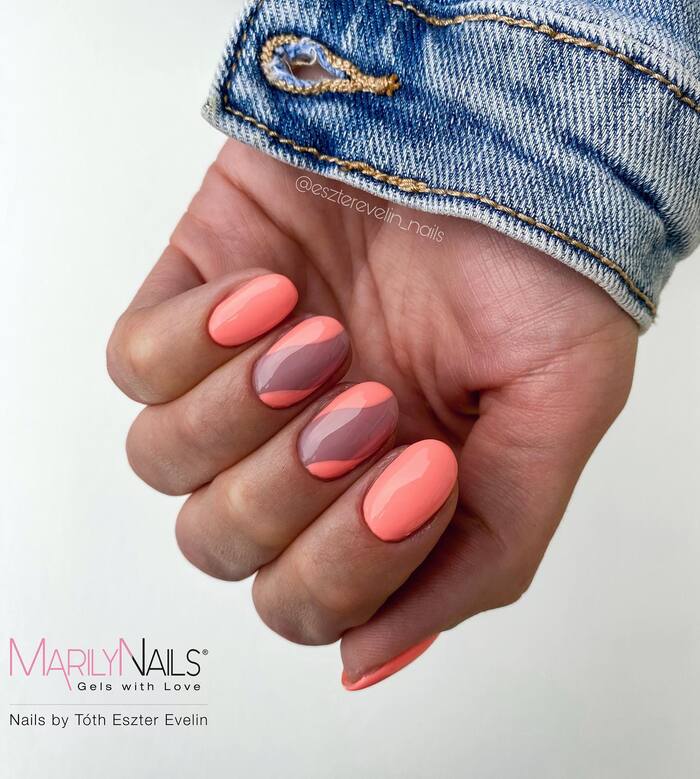 Short Bright Peach Nails