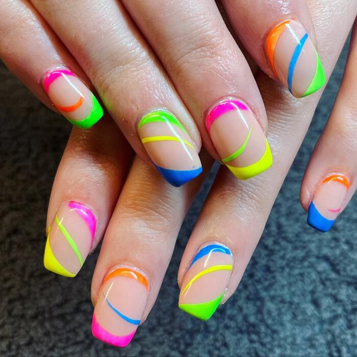 Neon and Nude Nail Art