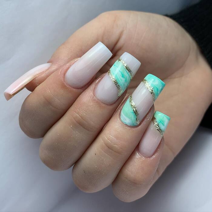Mint Marble Nails