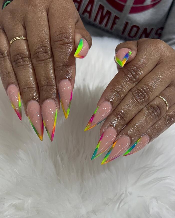 Stiletto Rainbow Nails