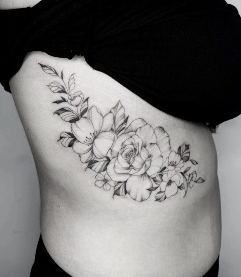 black and grey rose tattoos designs