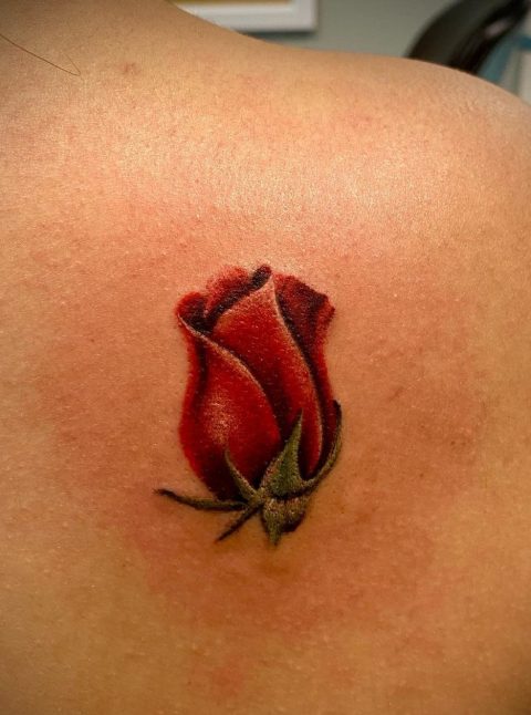 Tatuaż z pączkiem róży