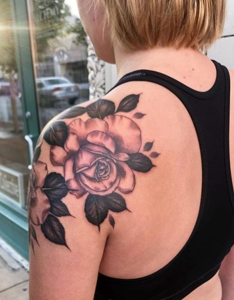 Rose shoulder tattoo