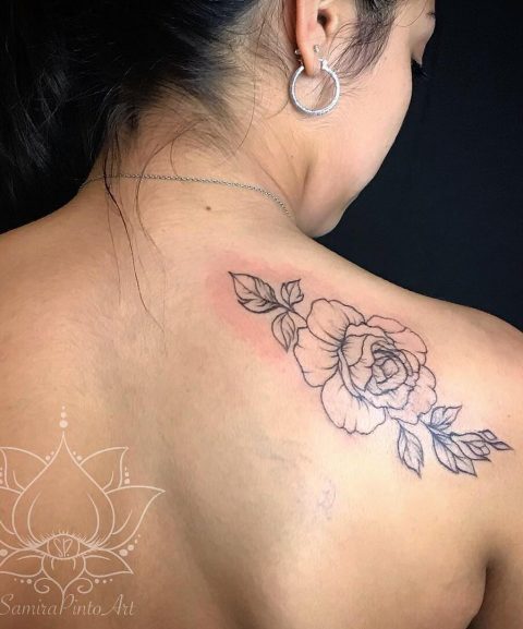 rose front shoulder tattoos for women