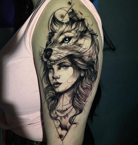 Wolf lady tattoo meaning