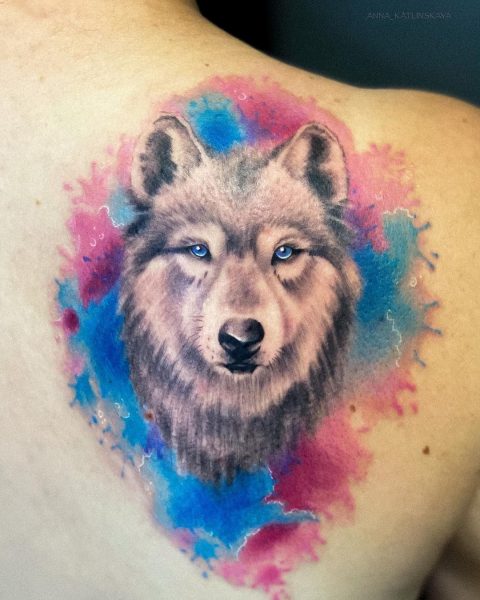 Aquarell-Wolf-Tattoo