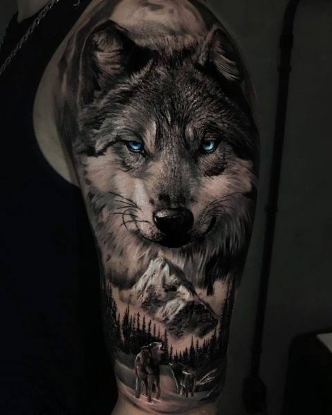 Tatuaż wilka 3D