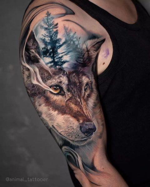 3D Wolf Tattoo