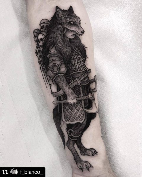 Armor Wolf Tattoo