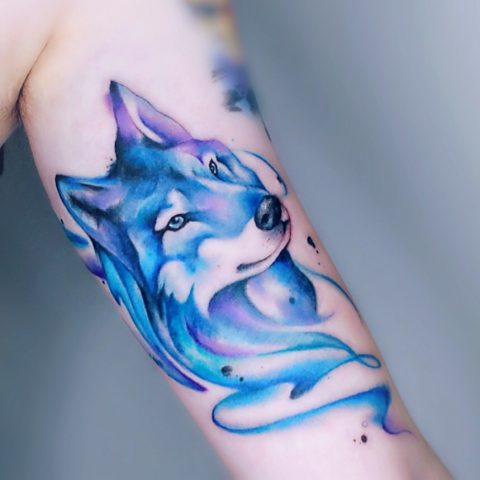 Blauer Wolf Tattoo
