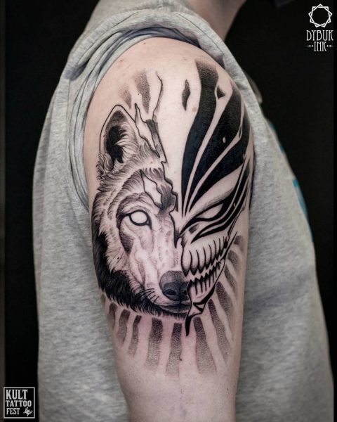Wolf- und Dämonen-Tattoo