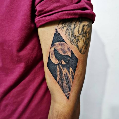 Tatuaż z sylwetką wilka