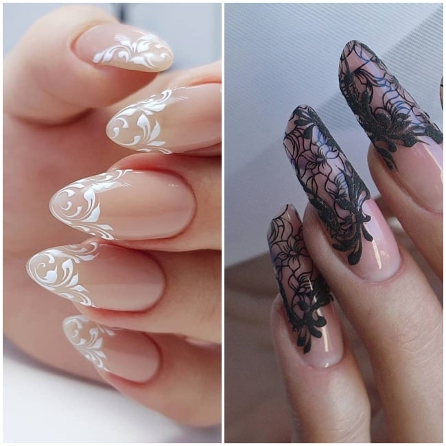 French tip lace manicure