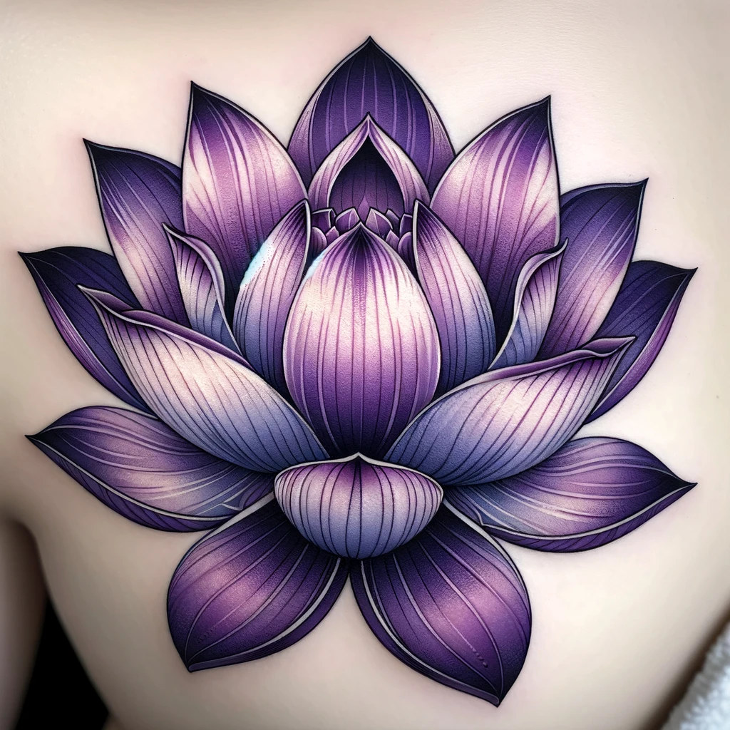 big purple lotus tattoo design