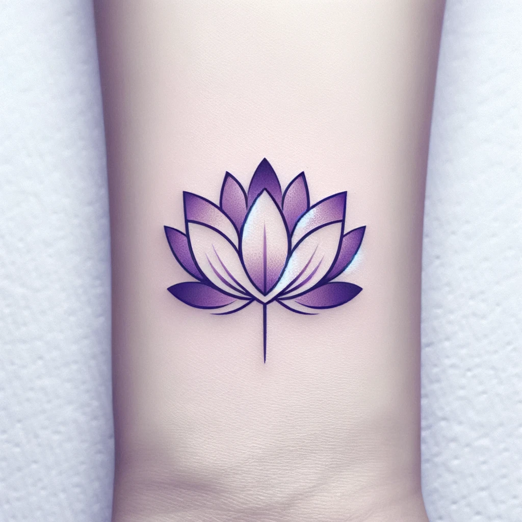mini purple lotus tattoo