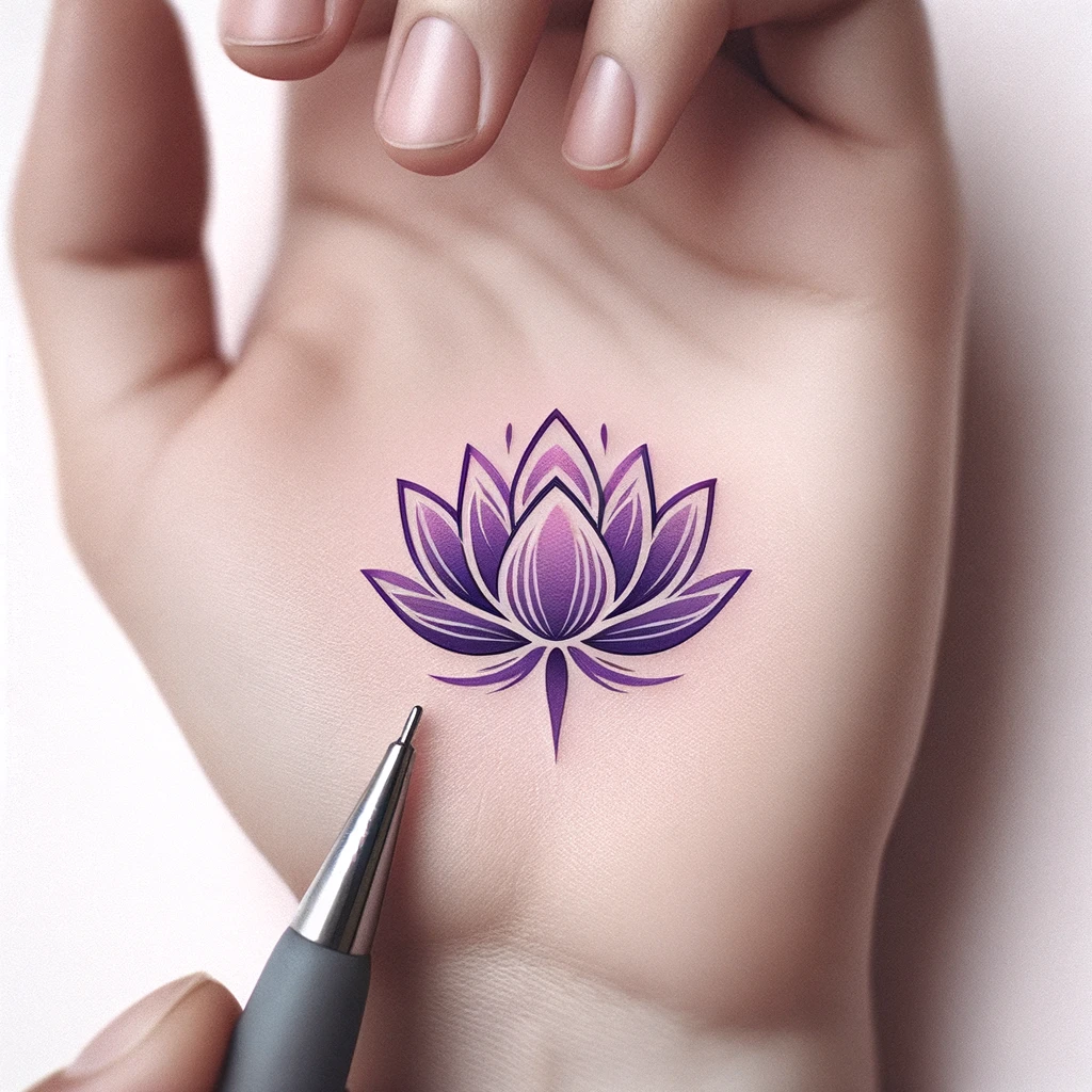 Small purple lotus tattoo
