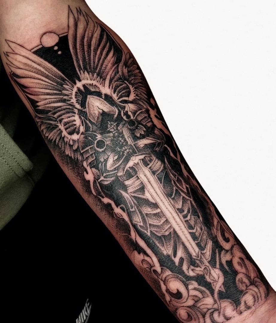 Protector warrior forearm tattoo