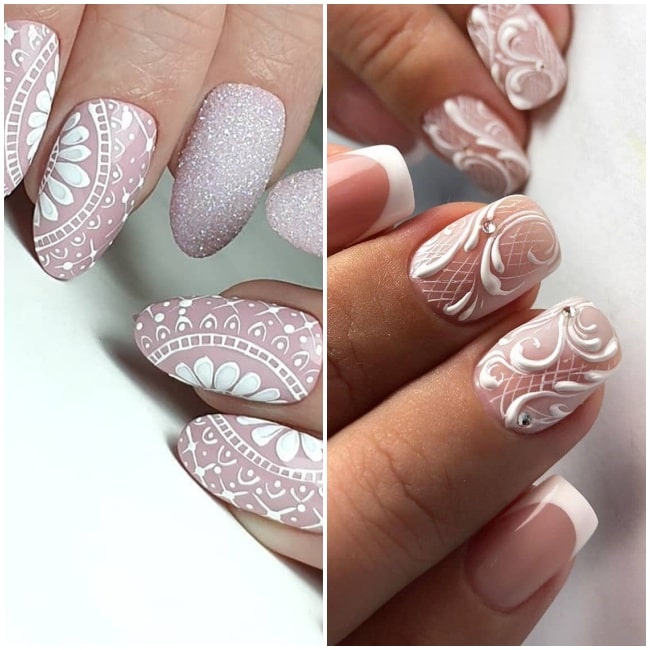 White lace nail art